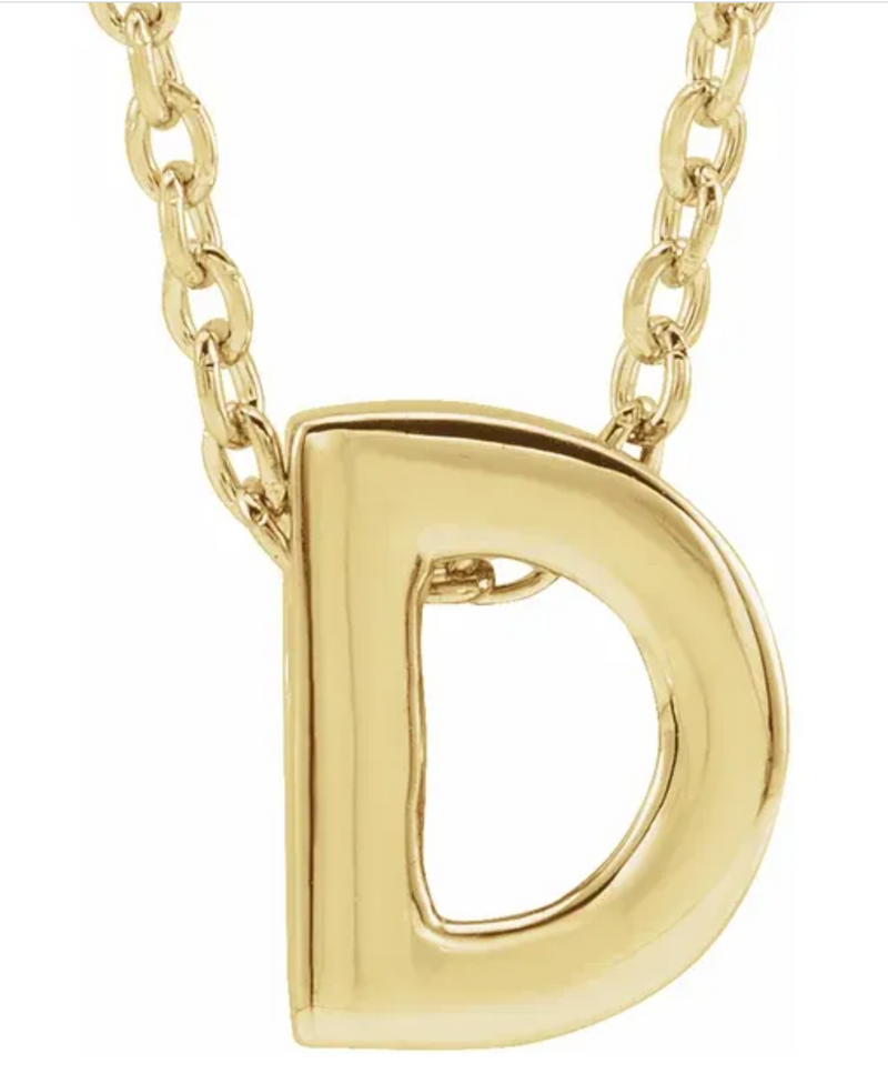14K Yellow Plain Uppercase Initial Necklace-Necklaces-Maurice's Jewelers-D-
