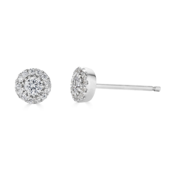 14K .25Ct Diamond Halo Stud Earrings