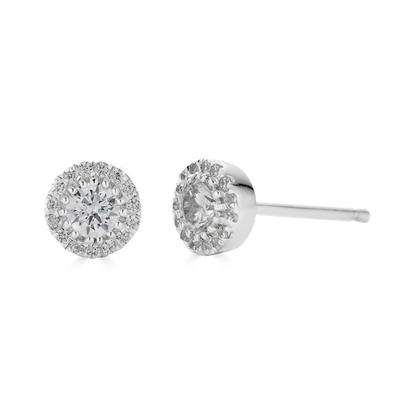 14K .50Ct Diamond Halo Stud Earrings