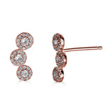 14K Diamond 3 Halo Stud Earrings-Earrings-Maurice's Jewelers-Rose Gold-