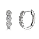 14K Diamond Halo Huggie Earrings-Earrings-Maurice's Jewelers-White Gold-