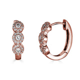 14K Diamond Halo Huggie Earrings-Earrings-Maurice's Jewelers-Rose Gold-