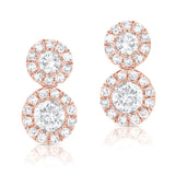 14K Rose Diamond Double Halo Earrings-Earrings-Maurice's Jewelers-Rose Gold-