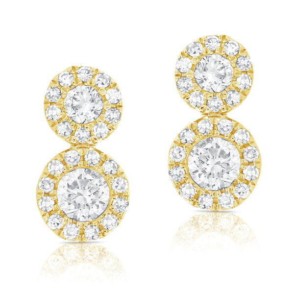 14K White Diamond Double Halo Earrings-EARRINGS-Maurice's Jewelers-
