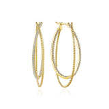 14K Yellow Gold Diamond Double Twisted Hoop Earring-EARRINGS-gabriel & co-
