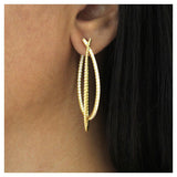 14K Yellow Gold Diamond Double Twisted Hoop Earring-EARRINGS-gabriel & co-