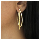 14K Yellow Gold Diamond Double Twisted Hoop Earring