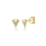 14K Yellow Gold Diamond Pyramid Stud Earrings