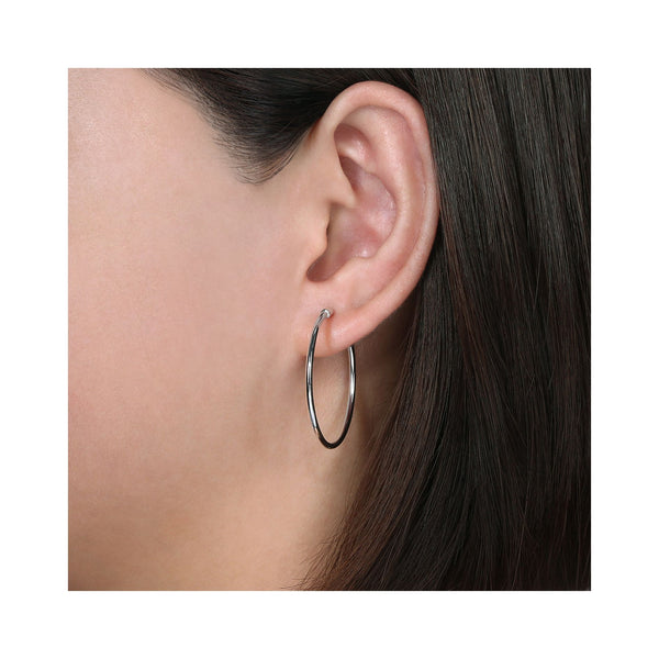 14K White Gold 30mm Plain Round Classic Hoops-EARRINGS-gabriel & co-