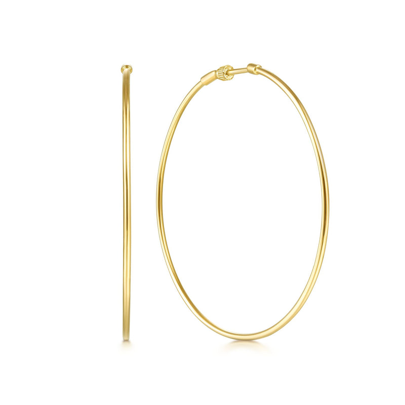 14K Yellow Gold 60mm Plain Round Classic Hoops-EARRINGS-gabriel & co-