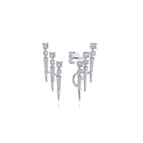 14K White Gold Triple Bar Diamond Earrings-EARRINGS-gabriel & co-