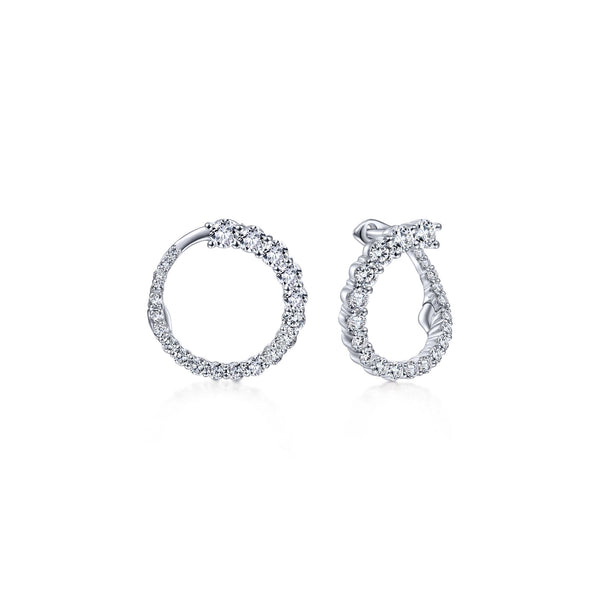 14K White Gold Diamond Small Wrap Circle Earrings-EARRINGS-gabriel & co-