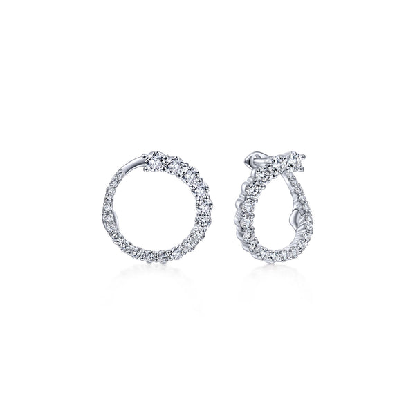 14K White Gold Diamond Small Wrap Circle Earrings