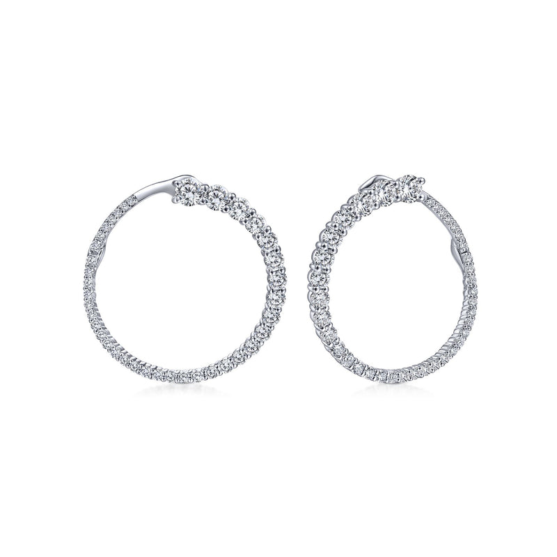 14K White Gold Diamond Large Wrap Circle Earrings-EARRINGS-gabriel & co-