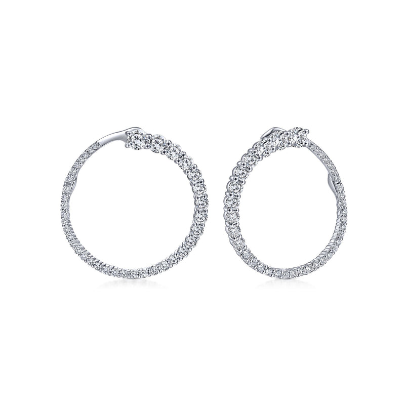 14K White Gold Diamond Large Wrap Circle Earrings