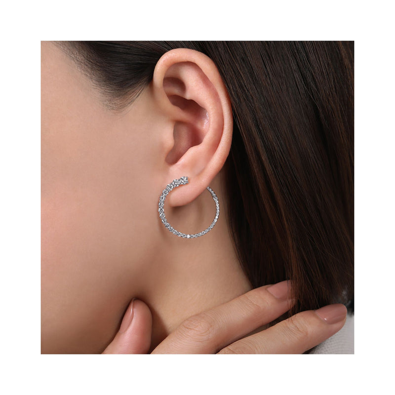 14K White Gold Diamond Large Wrap Circle Earrings-EARRINGS-gabriel & co-