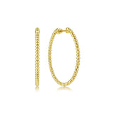 14K Yellow Gold 40mm Beaded Round Hoops