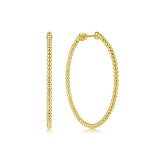 14K Yellow Gold 50mm Beaded Round Hoops