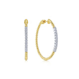 14K White & Yellow Gold Diamond Beaded 40mm Hoop Earrings