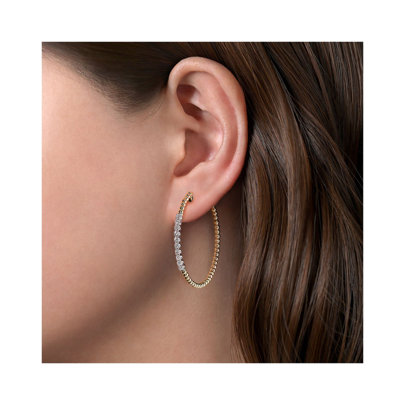 14K White Yellow Gold Diamond Beaded 40mm Hoop Earrings Maurice s Jewelers