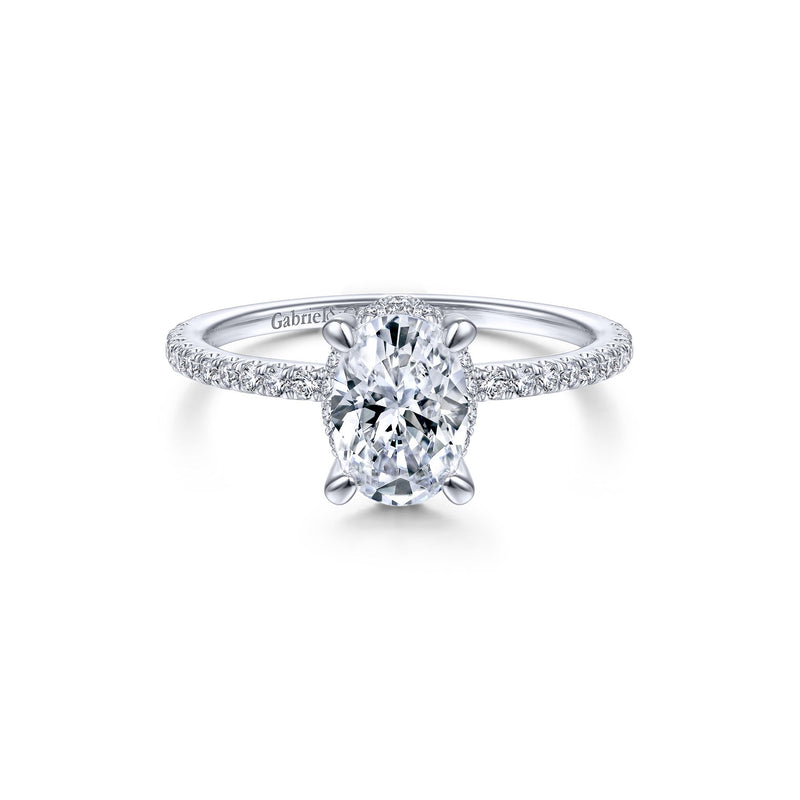 14K White Gold Diamond Oval Halo Mounting