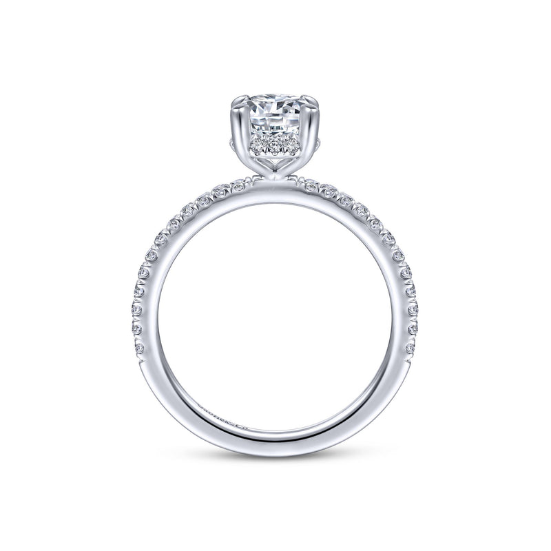 14K White Gold Diamond Oval Halo Mounting