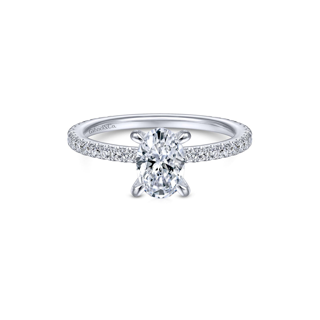 14K White Gold Diamond Oval Mounting-mounting-gabriel & co-