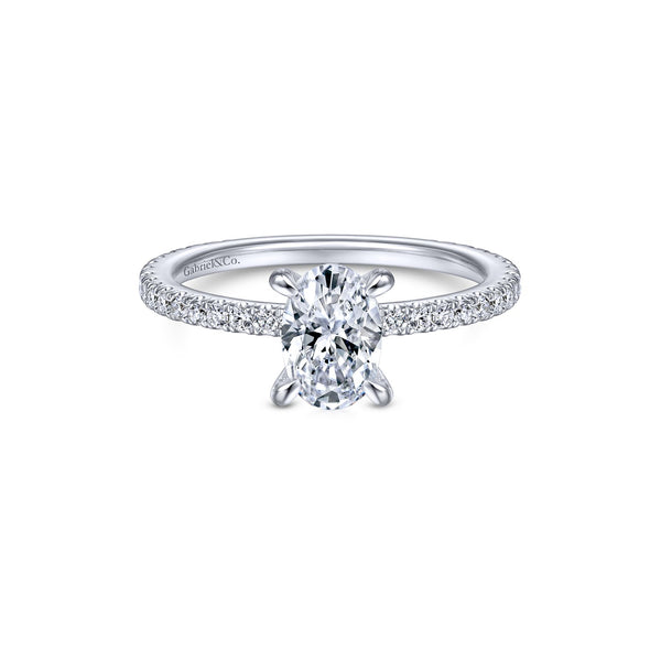 14K White Gold Diamond Oval Mounting