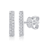 14K Yellow Gold Diamond Double Row Stick Earrings-EARRINGS-aaron jewelry-WHITE GOLD-