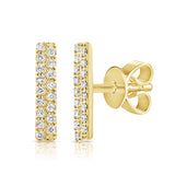 14K Yellow Gold Diamond Double Row Stick Earrings
