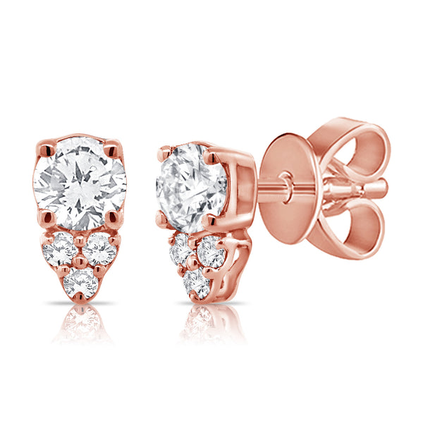 14K Yellow Gold Diamond Teardrop Stud Earrings-EARRINGS-Maurice's Jewelers-ROSE GOLD-