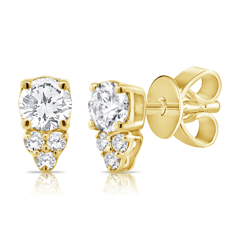 14K Rose Gold Diamond Teardrop Stud Earrings