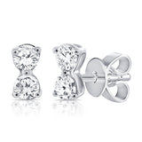 14K Rose Gold Double Diamond Stud Earrings-Earrings-Maurice's Jewelers-WHITE GOLD-