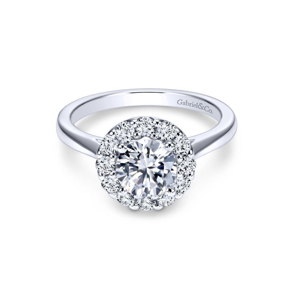 14K White Gold Diamond Round Halo Mounting-mounting-gabriel & co-