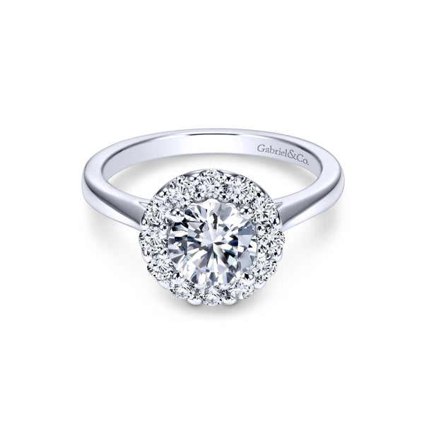 14K White Gold Diamond Round Halo Mounting-mounting-gabriel & co-