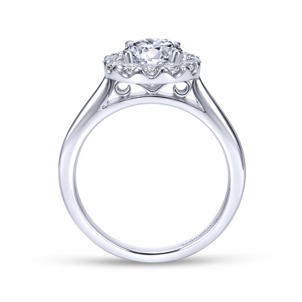 14K White Gold Diamond Round Halo Mounting