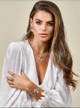 14K White Gold Baguette Diamond Large Flower Necklace-Necklaces-Maurice's Jewelers-White Gold-