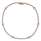14K Yellow Gold Diamond Tennis Bracelet with Bezel Set Diamonds-Tennis Bracelet-gabriel & co-ROSE GOLD-