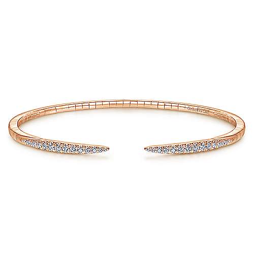 14K Rose Gold Split Diamond Spike Bangle-Bracelets-gabriel & co-ROSE GOLD-