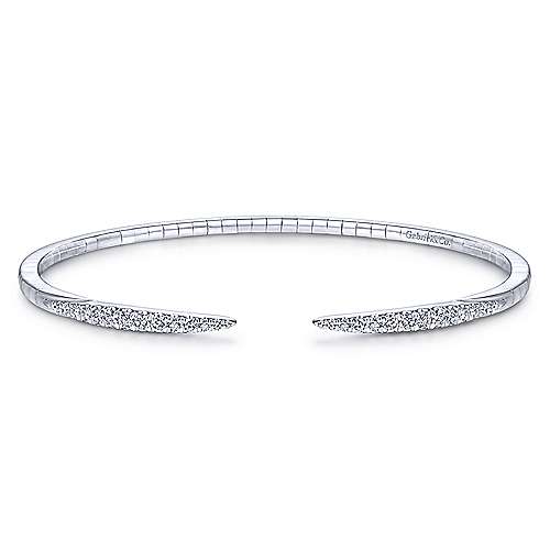 14K Rose Gold Split Diamond Spike Bangle-Bracelets-gabriel & co-WHITE GOLD-