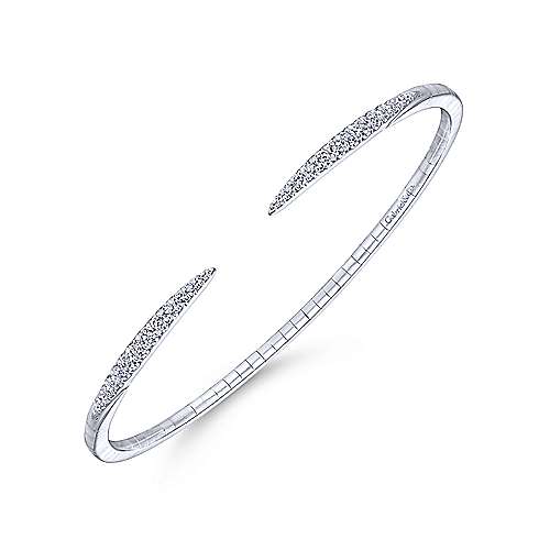 14K White Gold Split Diamond Spike Bangle-Bracelets-gabriel & co-