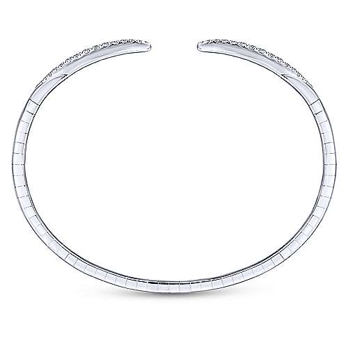 14K White Gold Split Diamond Spike Bangle-Bracelets-gabriel & co-