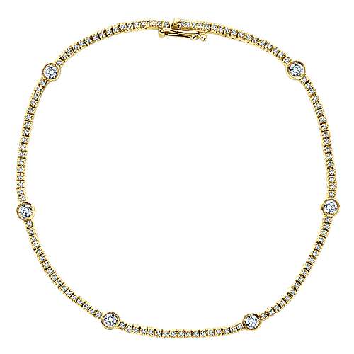 14K Rose Gold Diamond Tennis Bracelet with Bezel Set Diamonds-Tennis Bracelet-gabriel & co-YELLOW GOLD-