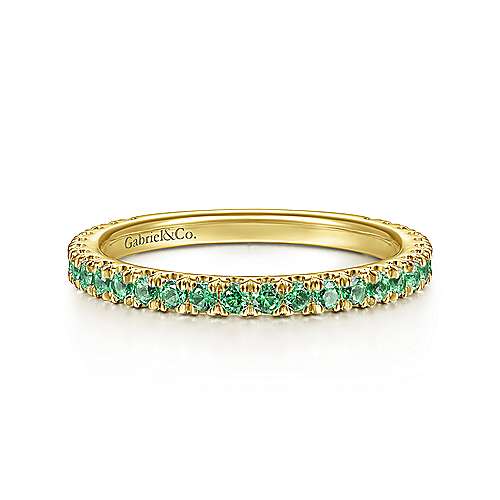 14K Yellow Gold Emerald Band