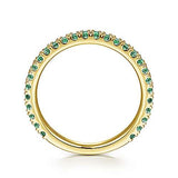 14K Yellow Gold Emerald Band