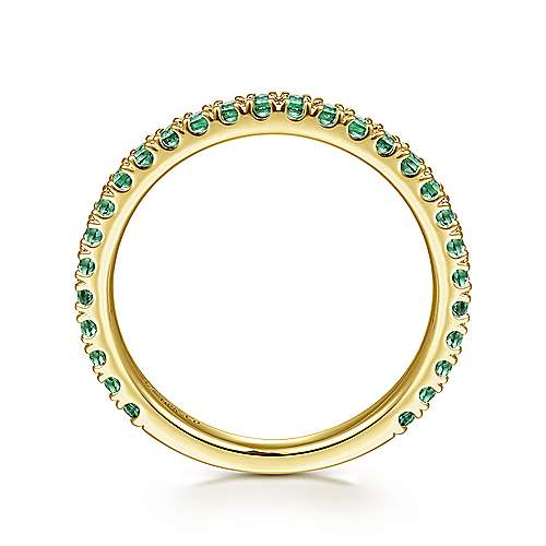 14K Yellow Gold Emerald Band