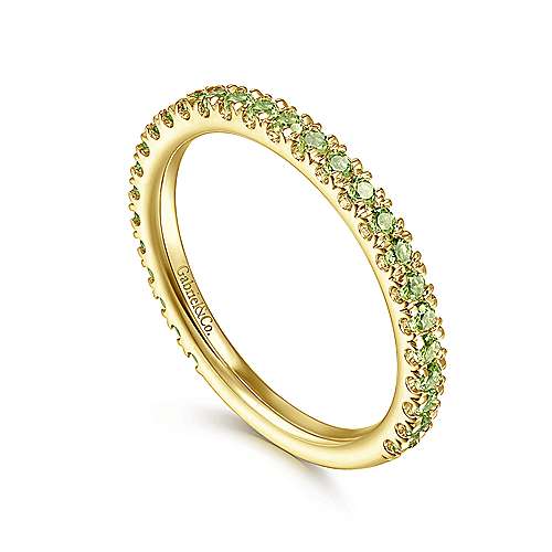 14K Yellow Gold Peridot Band