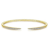 14K Yellow Gold Split Diamond Spike Bangle-Bracelets-gabriel & co-YELLOW GOLD-