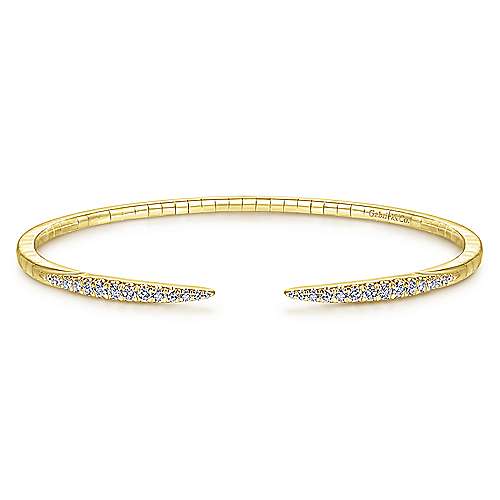14K Rose Gold Split Diamond Spike Bangle-Bracelets-gabriel & co-YELLOW GOLD-