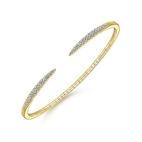 14K Yellow Gold Split Diamond Spike Bangle-Bracelets-gabriel & co-